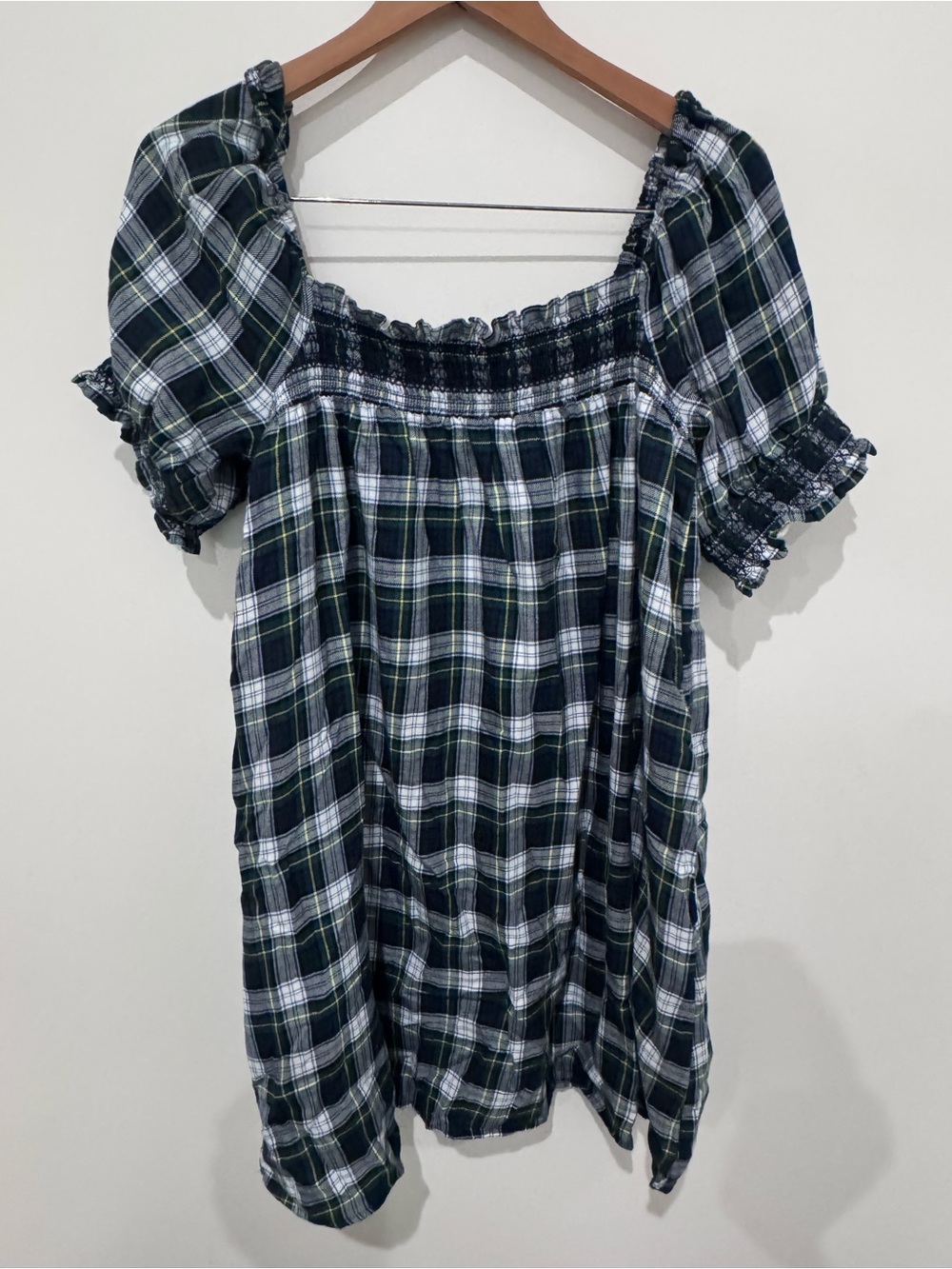 American Eagle Outfitters plaid Black and green  Smocked Stripe Dress